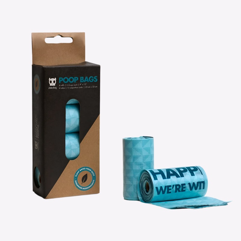 Zee Dog Plant Based Poop Bags 4 Rolls (60 Bags)
