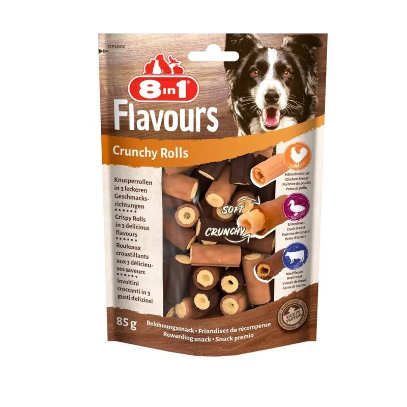 8in1 Flavours Crunchy Rolls For Dogs – 85g