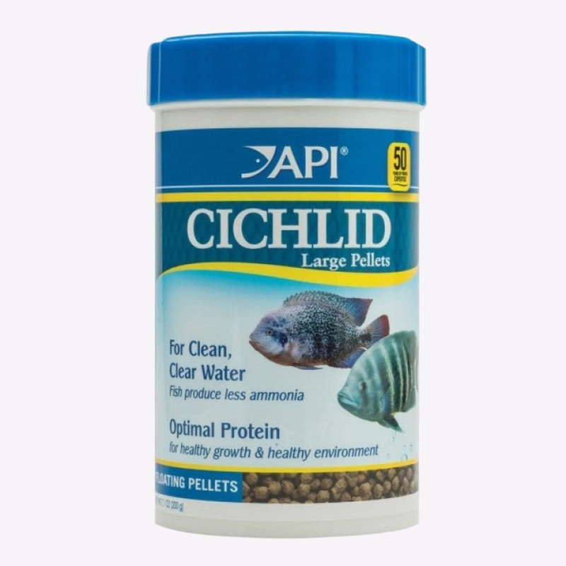 API Large Pellets Cichlid Fish Food – 7.1oz