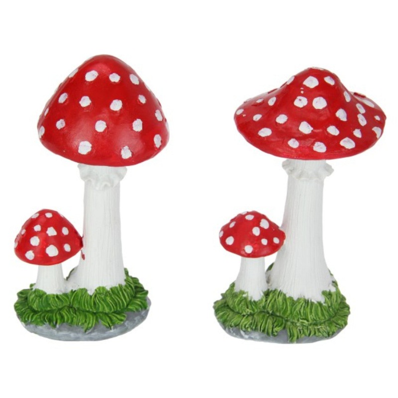 19cm Twin Red Garden Mushroom|19cm