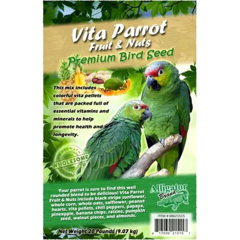 Alligator Brand 08621515 Vita Parrot Fruit & Nuts Premium Bird Seed 20-lbs