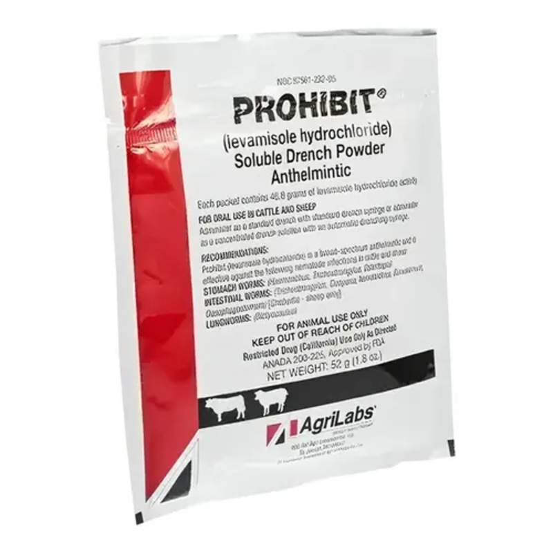 AgriLabs 001-0389 Prohibit Soluble Drench Powder Anthelmintic 52 Gram