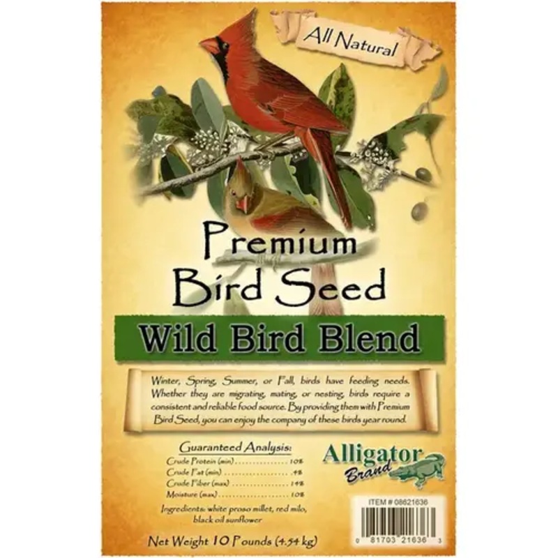 Alligator Brand 08621636 Bird Seed – Premium Wild Bird Blend 10-lbs
