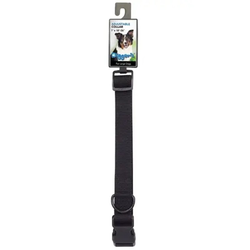 Boss Pet 2958003 PDQ Adjustable Dog Collar, 18 to 26 in L Collar, 1 in W Collar, Nylon, Black